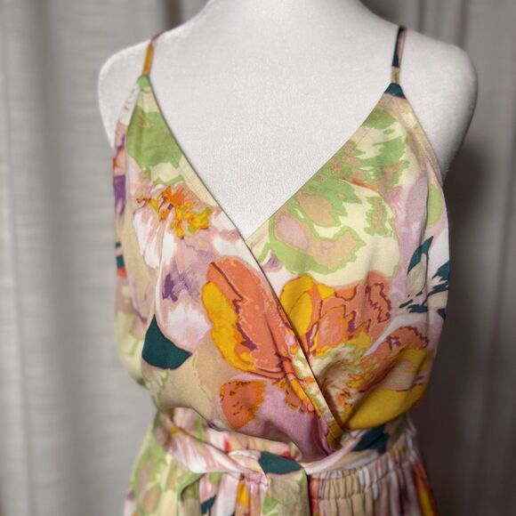 Bar III Women's Spring Floral Sleeveless‎ Self-Tie Jumpsuit Sz XS Wedding Guest - Picture 2 of 16